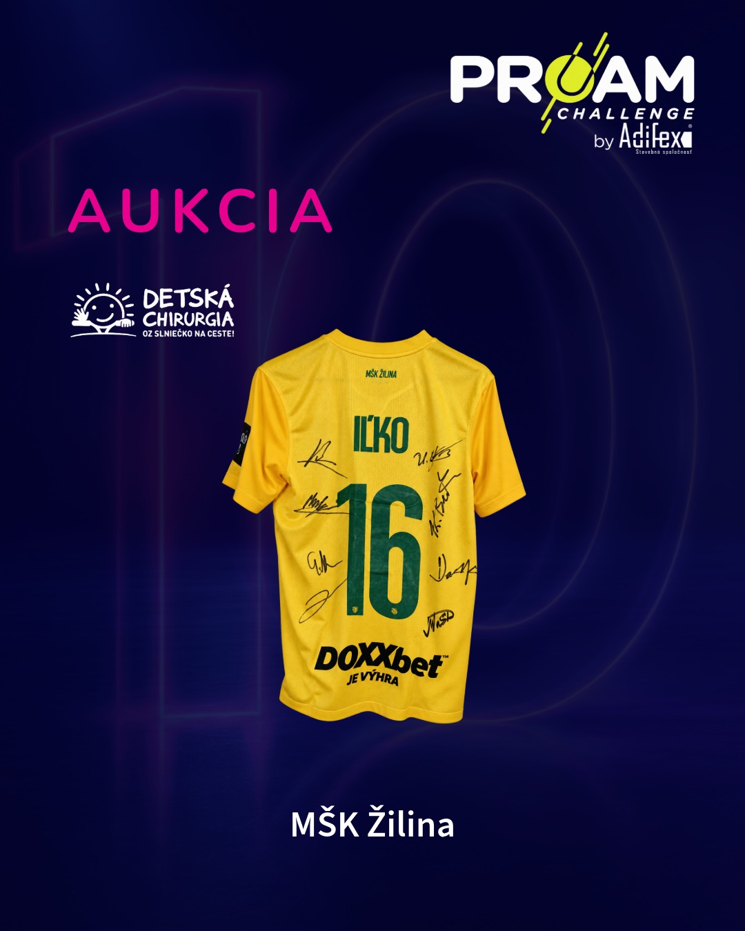 Podpísaný futbalový dres MŠK Žilina číslo 16 – ProAm Challenge by Adifex 2026